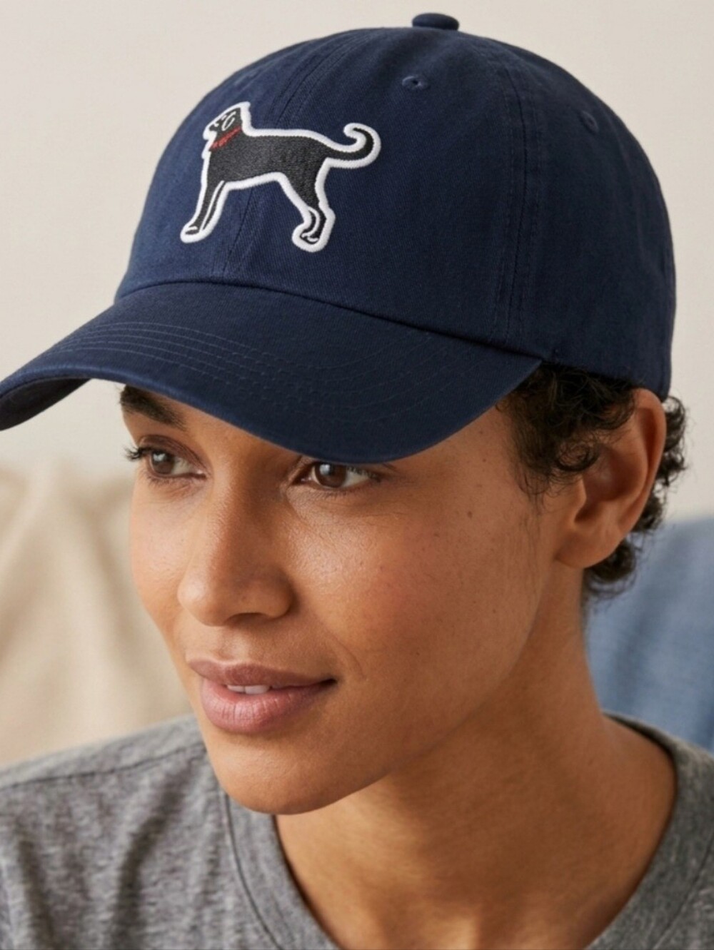 The Black Dog Hat Black Embroidered  Spellout Strap Back Baseball Cap Ladies Fit